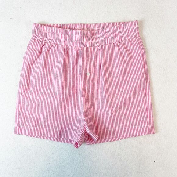 Girls Pajama Set Size M/L‎ Pink Pin Stripe Collared Button Up Shirt Shorts - Picture 9 of 10